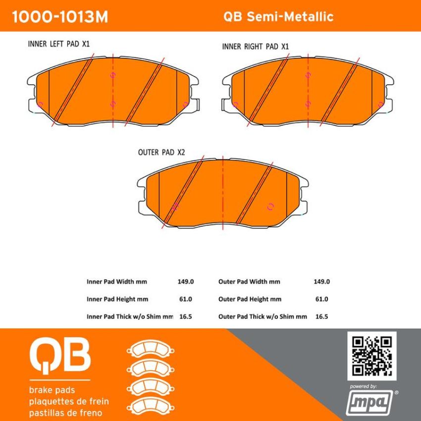 MPA 1000-1013M QB Semi-Metallic Brake Pads