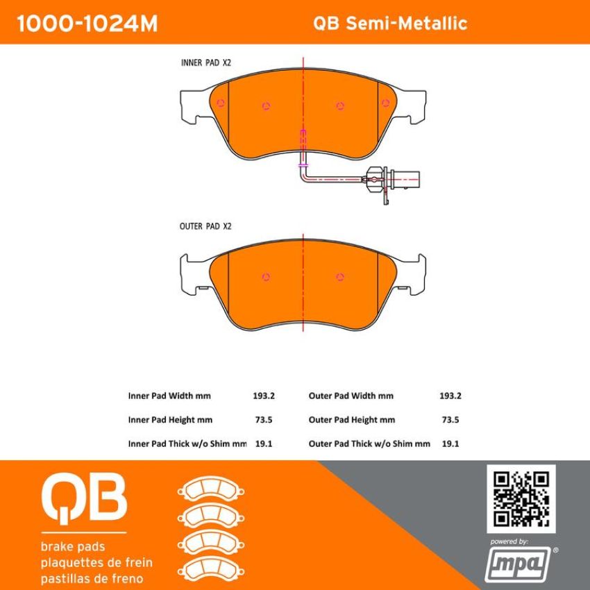 MPA 1000-1024M QB Semi-Metallic Brake Pads