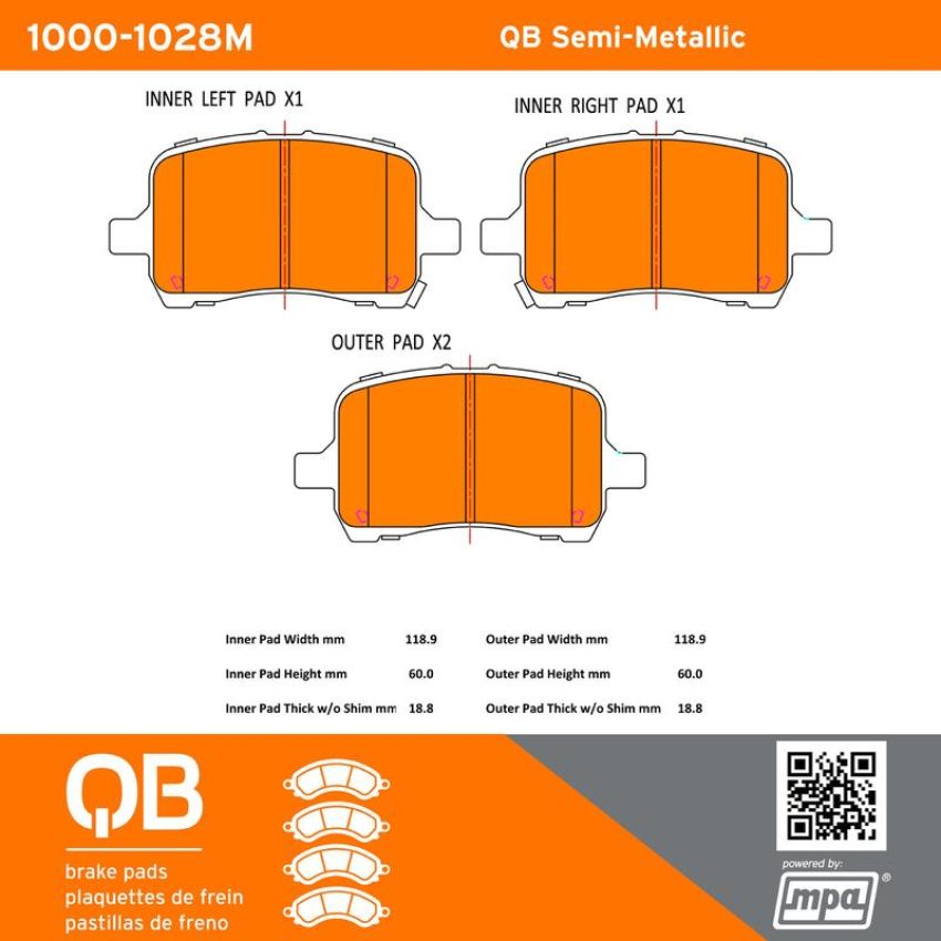 MPA 1000-1028M QB Semi-Metallic Brake Pads