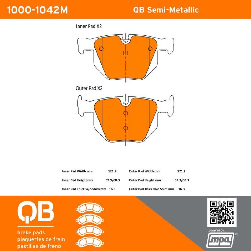 MPA 1000-1042M QB Semi-Metallic Brake Pads