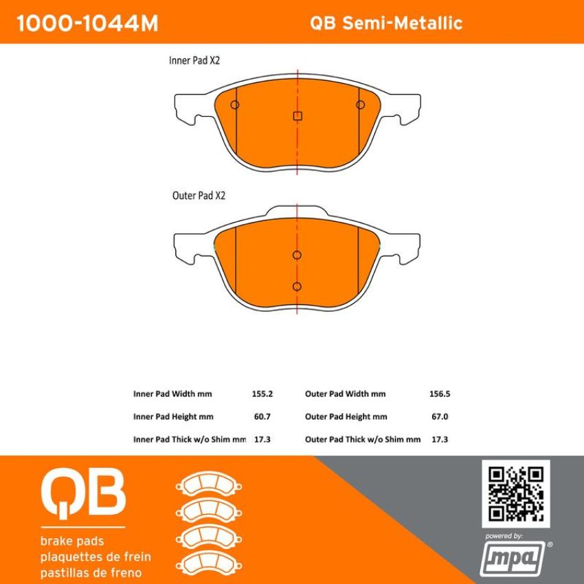 MPA 1000-1044M QB Semi-Metallic Brake Pads