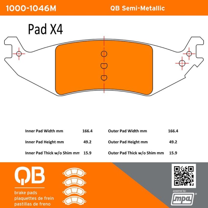 MPA 1000-1046M QB Semi-Metallic Brake Pads