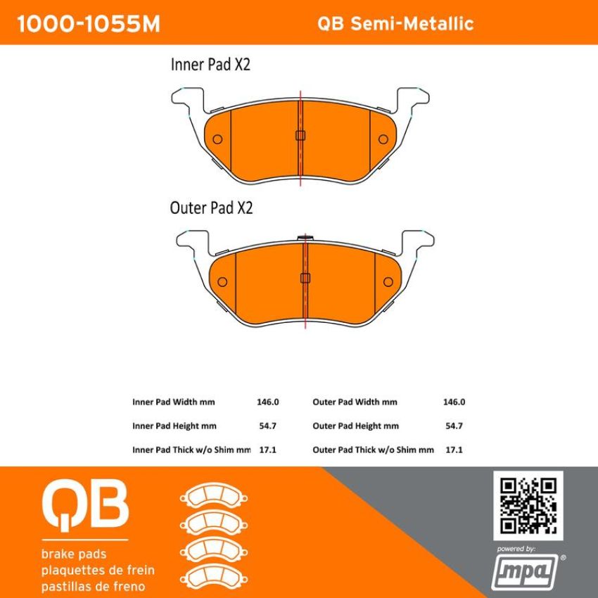 MPA 1000-1055M QB Semi-Metallic Brake Pads