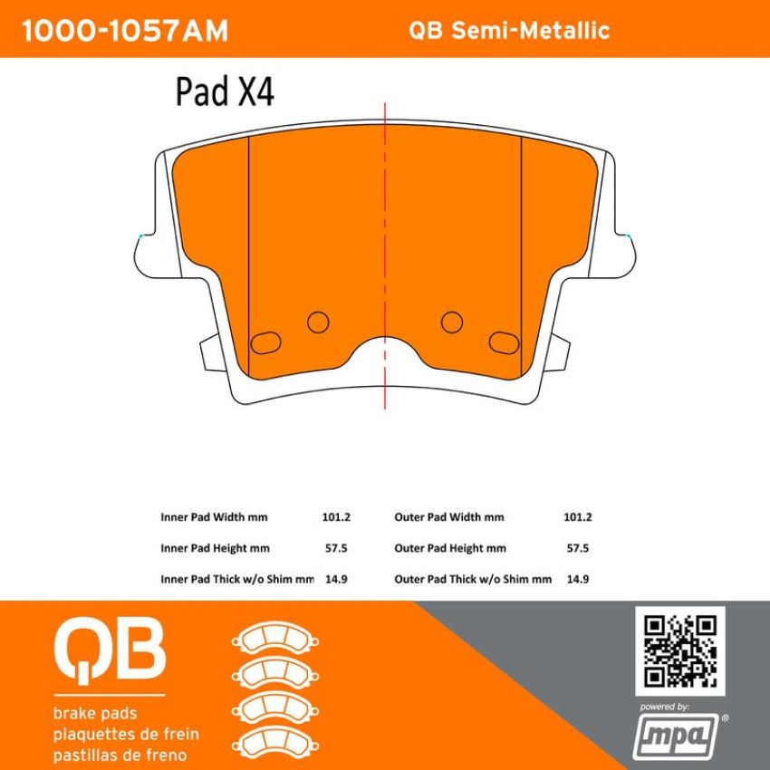MPA 1000-1057AM QB Semi-Metallic Brake Pads