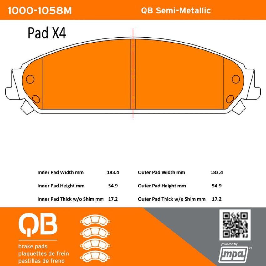 MPA 1000-1058M QB Semi-Metallic Brake Pads
