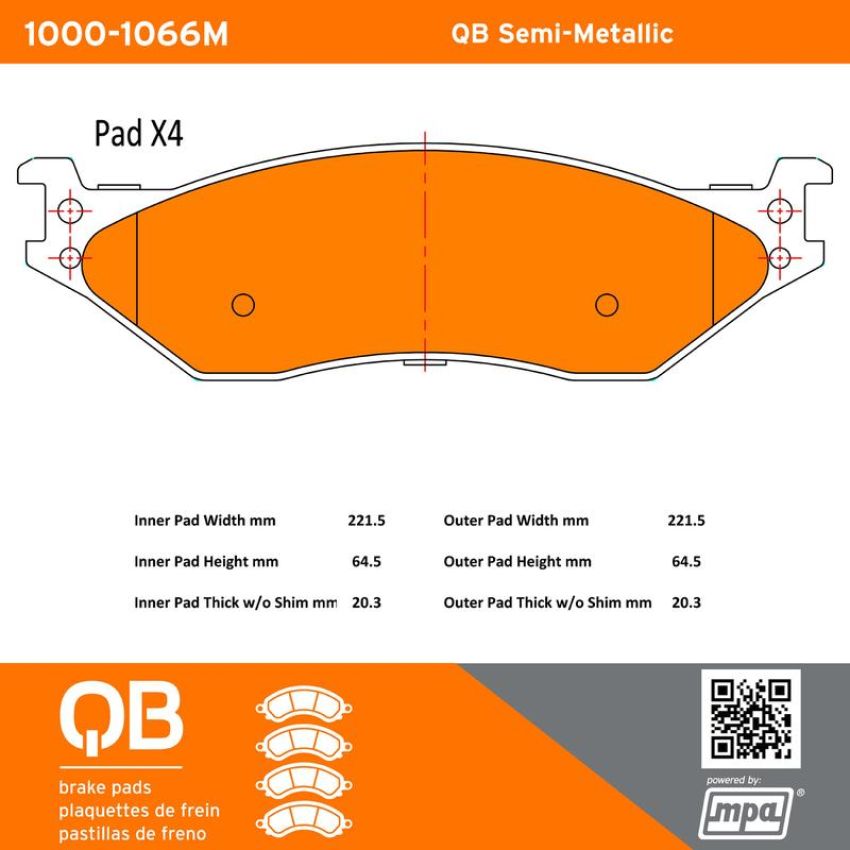 MPA 1000-1066M QB Semi-Metallic Brake Pads