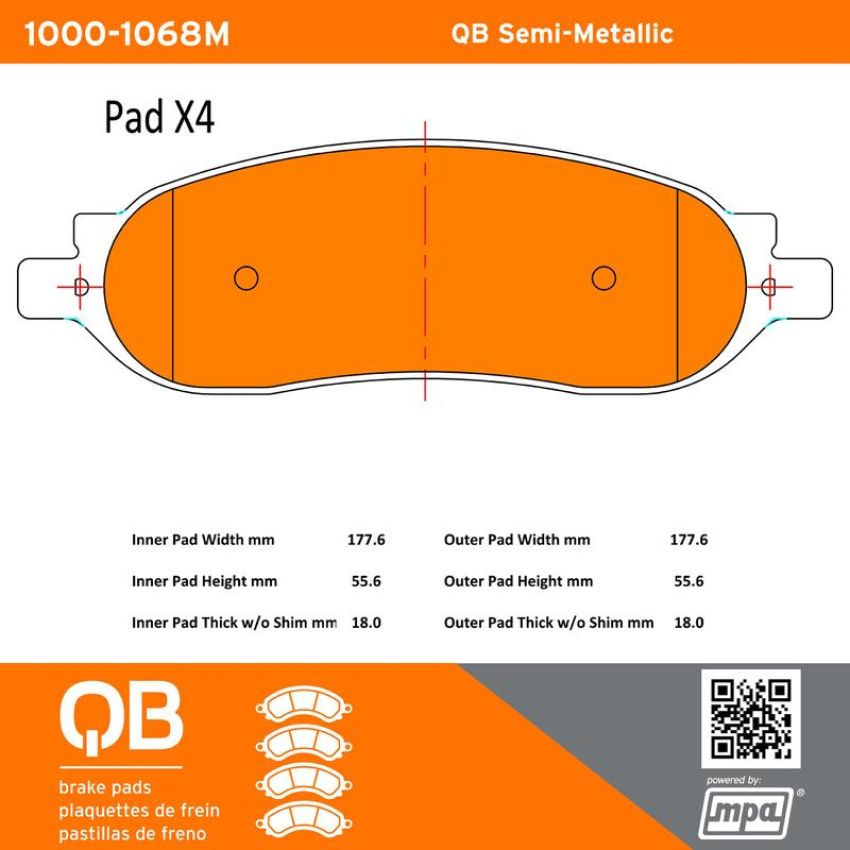 MPA 1000-1068M QB Semi-Metallic Brake Pads