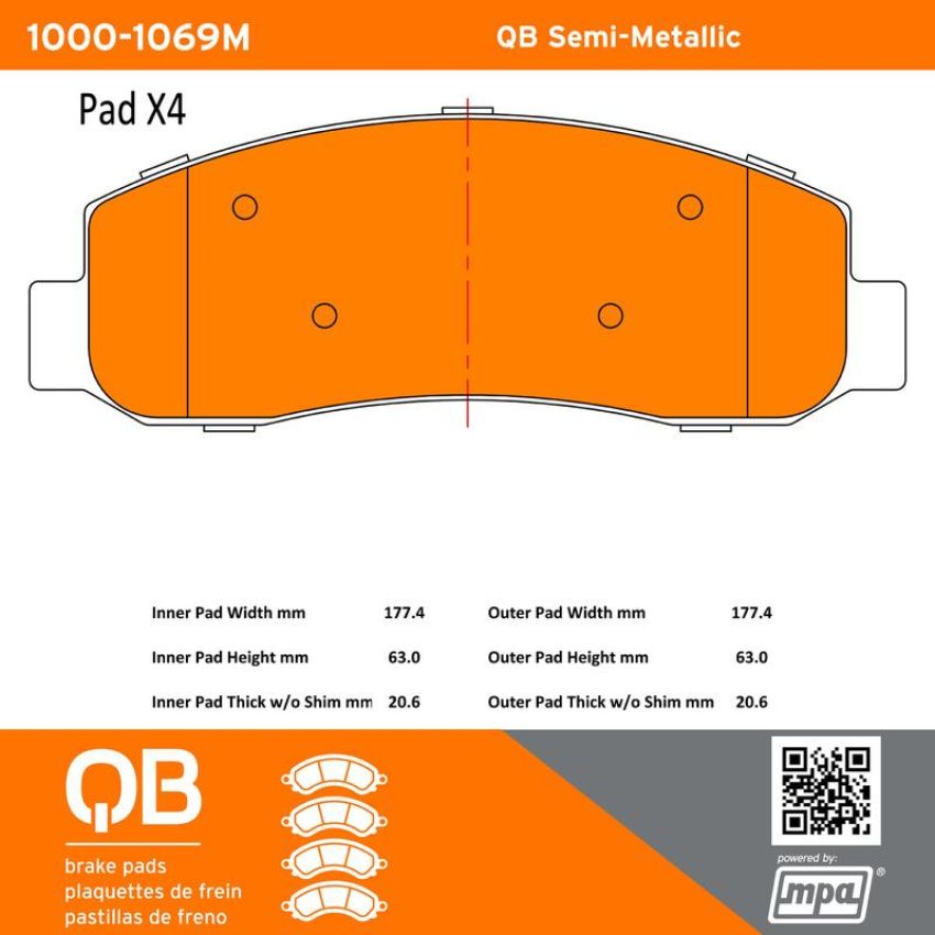 MPA 1000-1069M QB Semi-Metallic Brake Pads