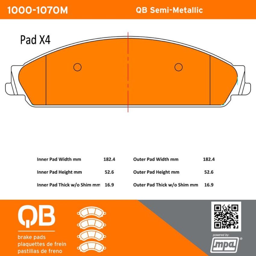 MPA 1000-1070M QB Semi-Metallic Brake Pads