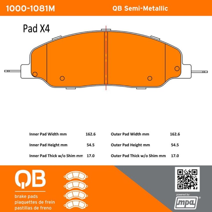 MPA 1000-1081M QB Semi-Metallic Brake Pads