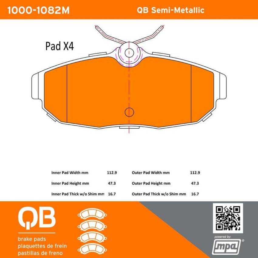 MPA 1000-1082M QB Semi-Metallic Brake Pads