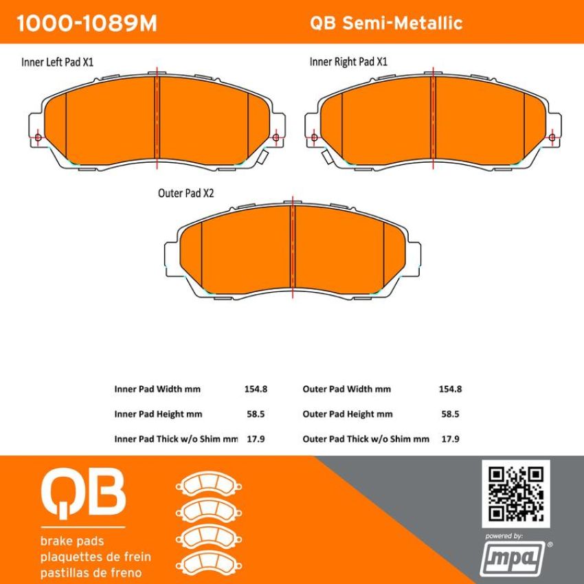MPA 1000-1089M QB Semi-Metallic Brake Pads