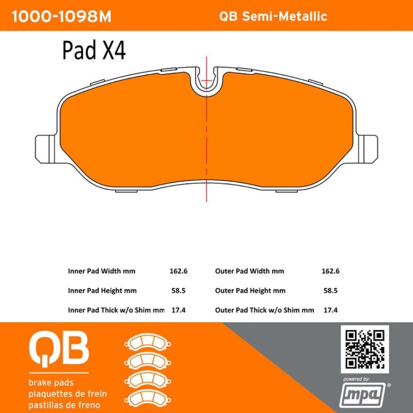 MPA 1000-1098M QB Semi-Metallic Brake Pads
