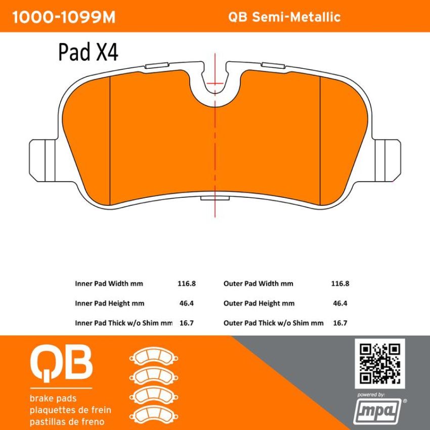 MPA 1000-1099M QB Semi-Metallic Brake Pads