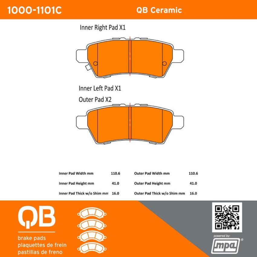 MPA 1000-1101C QB Ceramic Brake Pads