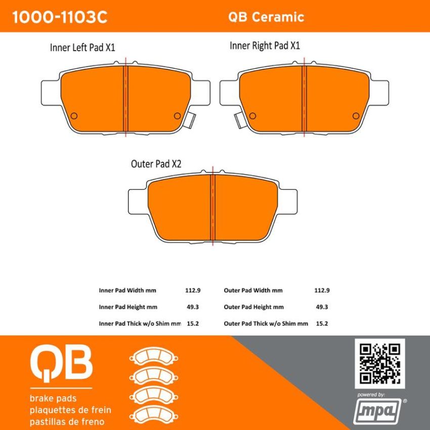 MPA 1000-1103C QB Ceramic Brake Pads