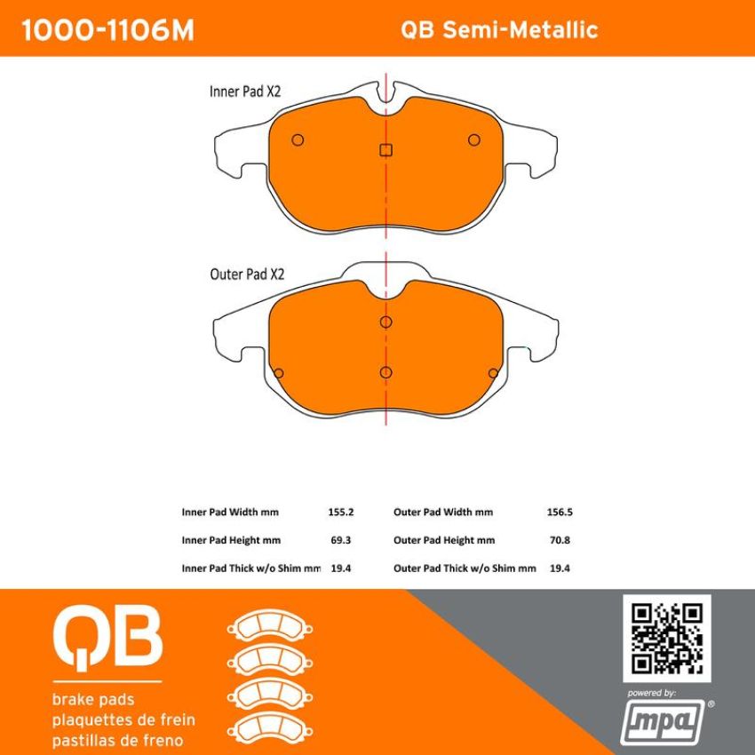 MPA 1000-1106M QB Semi-Metallic Brake Pads