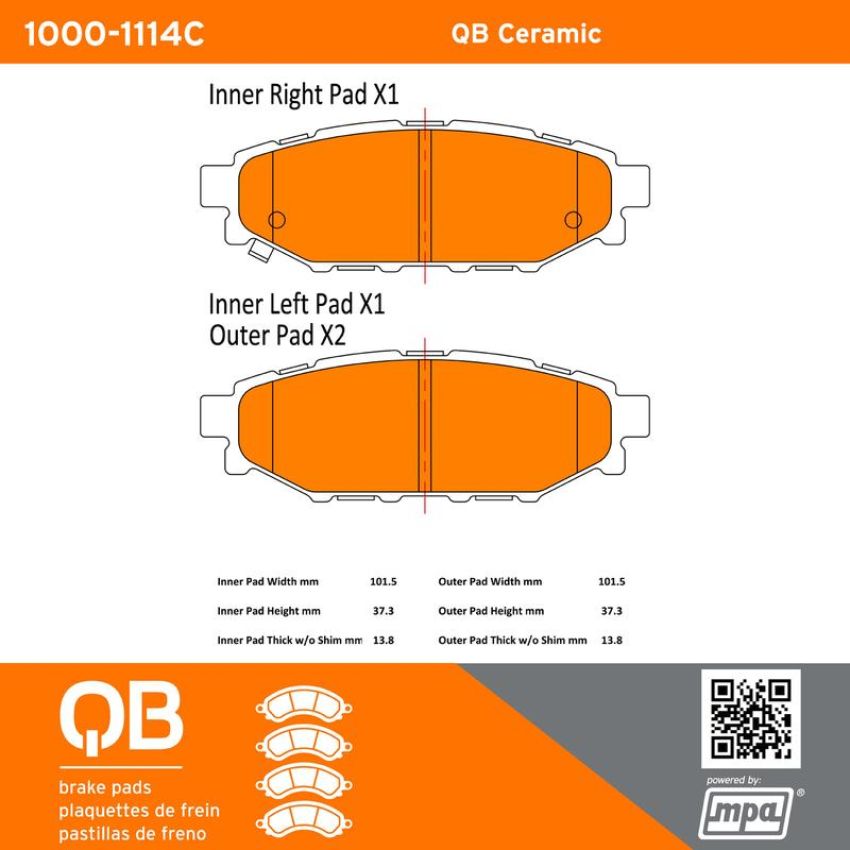 MPA 1000-1114C QB Ceramic Brake Pads