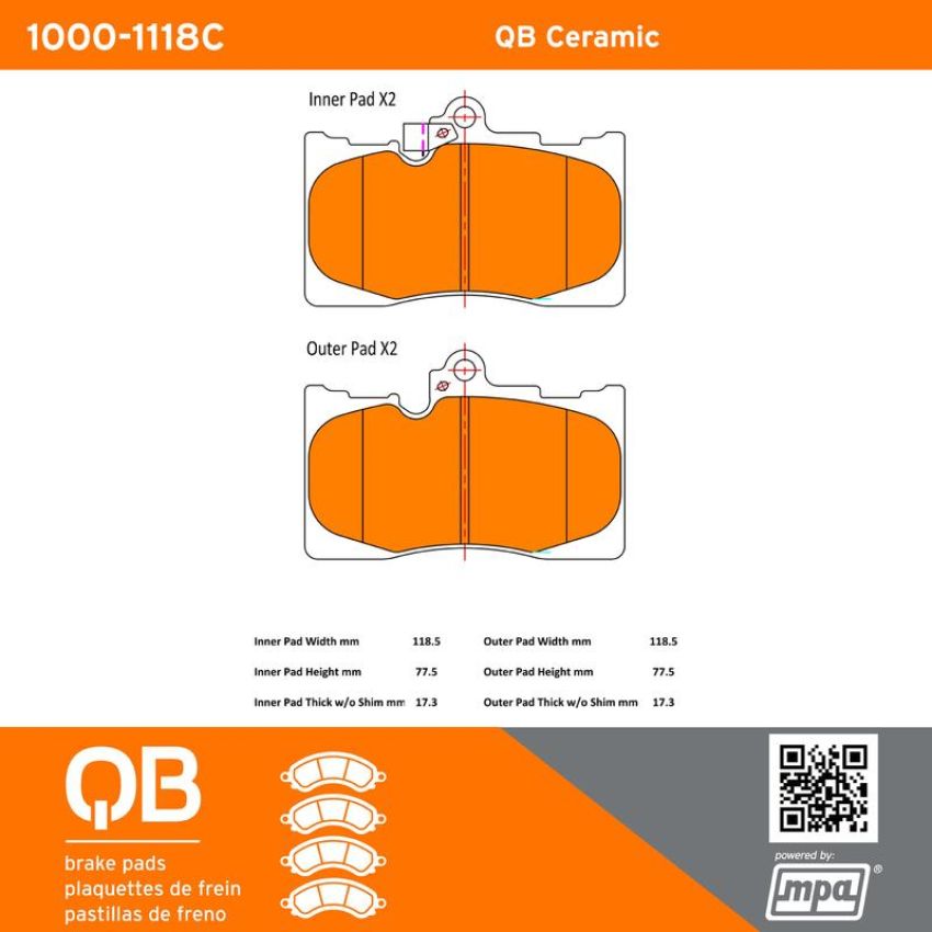 MPA 1000-1118C QB Ceramic Brake Pads