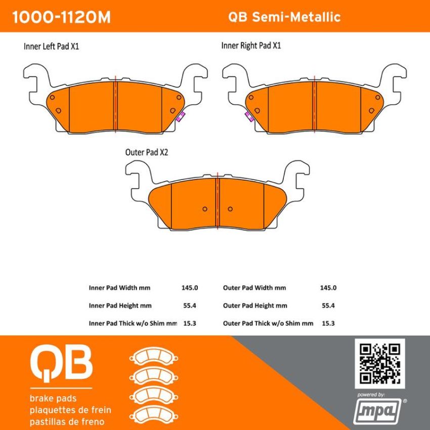 MPA 1000-1120M QB Semi-Metallic Brake Pads