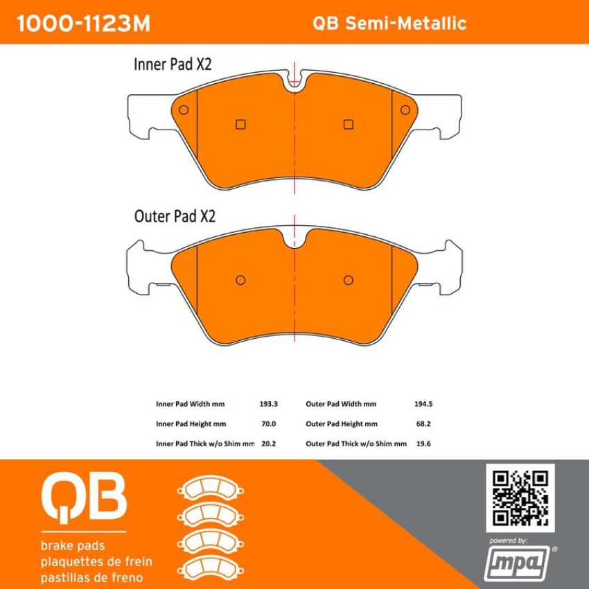 MPA 1000-1123M QB Semi-Metallic Brake Pads