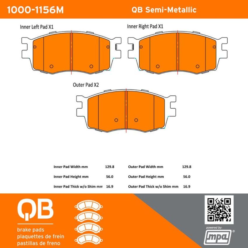 MPA 1000-1156M QB Semi-Metallic Brake Pads
