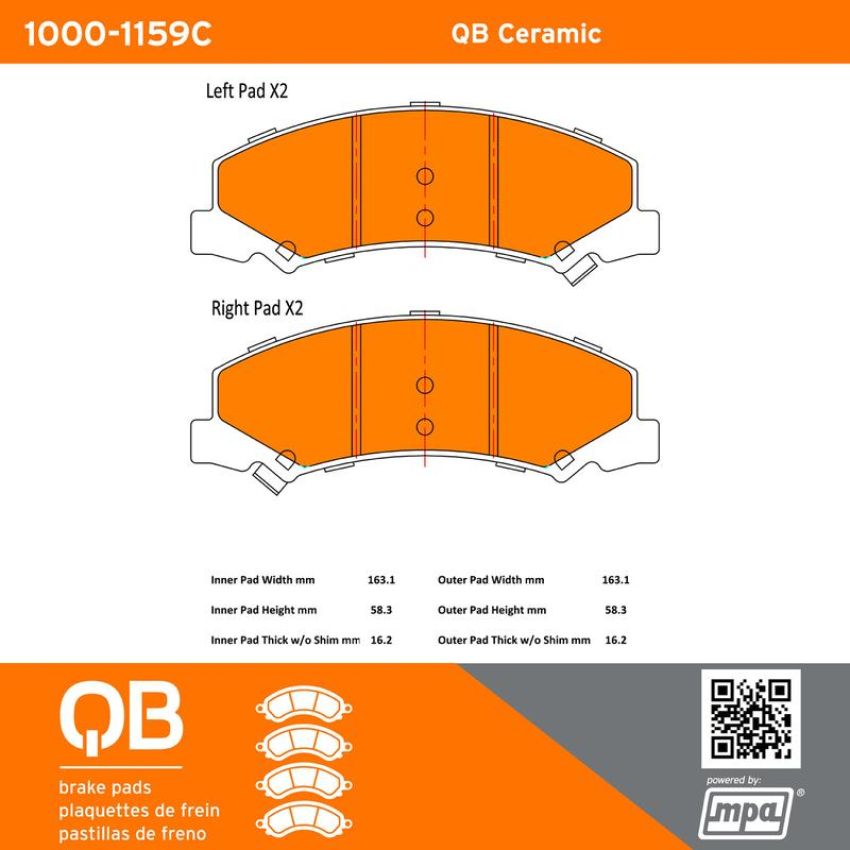 MPA 1000-1159C QB Ceramic Brake Pads
