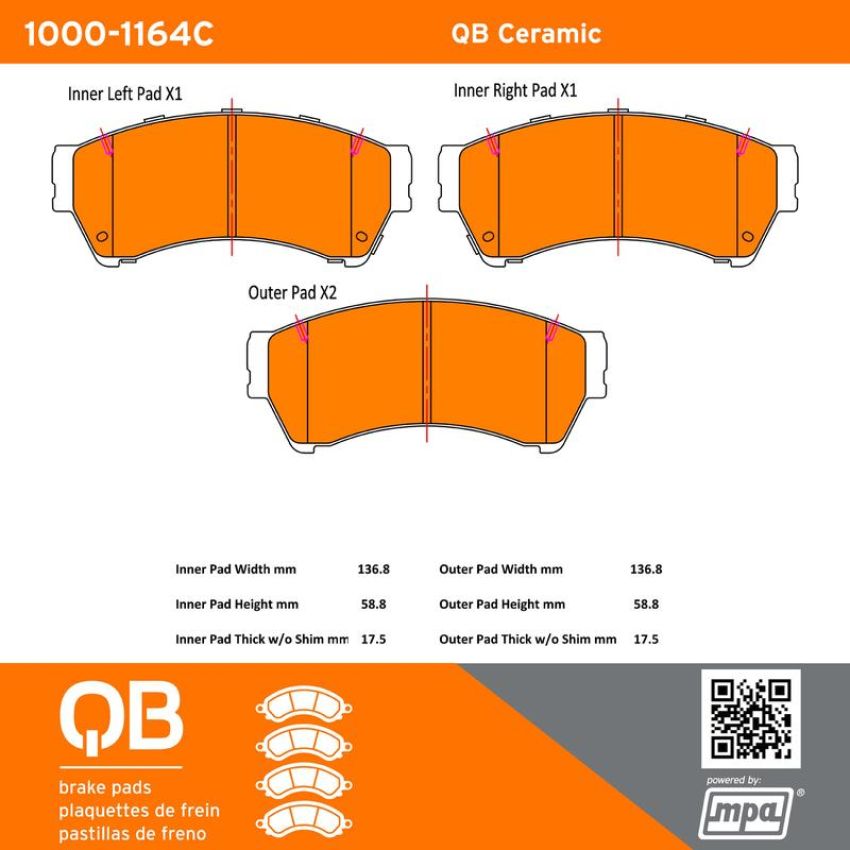 MPA 1000-1164C QB Ceramic Brake Pads