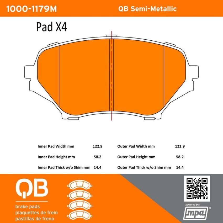 MPA 1000-1179M QB Semi-Metallic Brake Pads