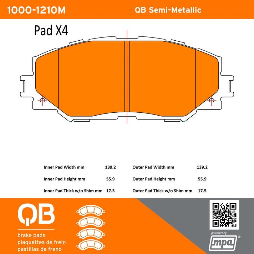 MPA 1000-1210M QB Semi-Metallic Brake Pads
