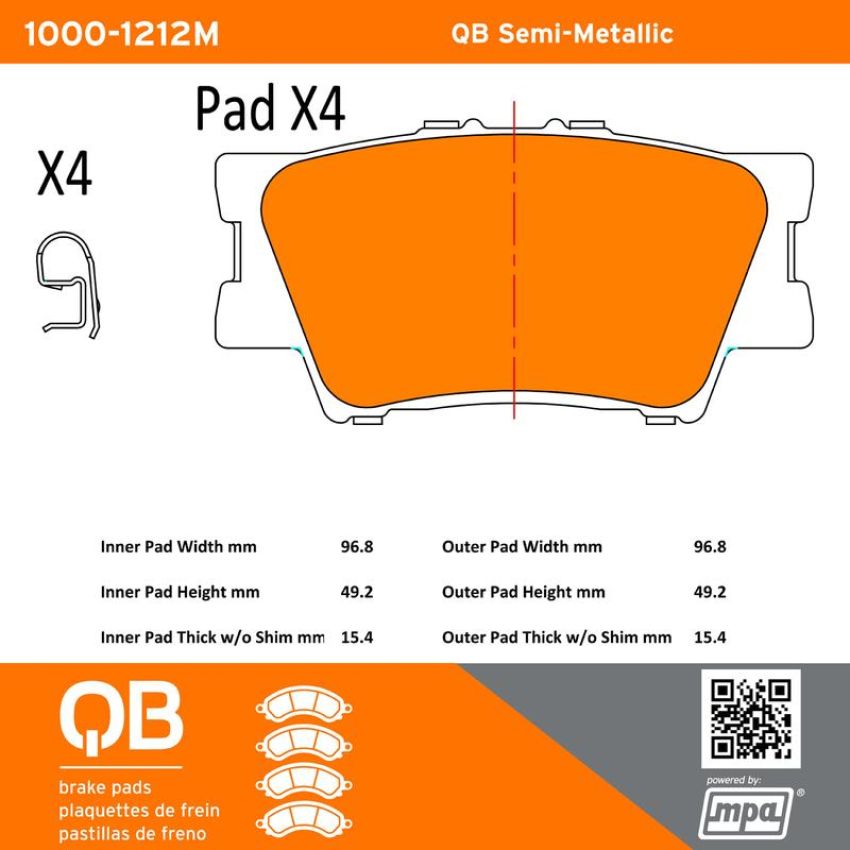 MPA 1000-1212M QB Semi-Metallic Brake Pads