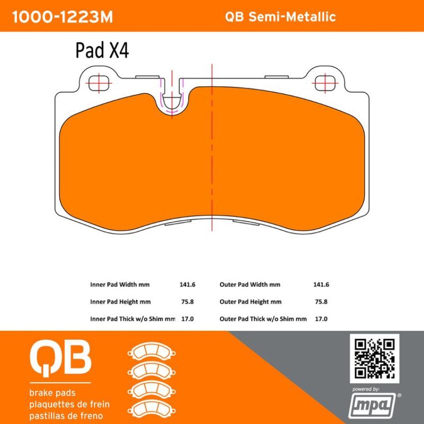 MPA 1000-1223M QB Semi-Metallic Brake Pads