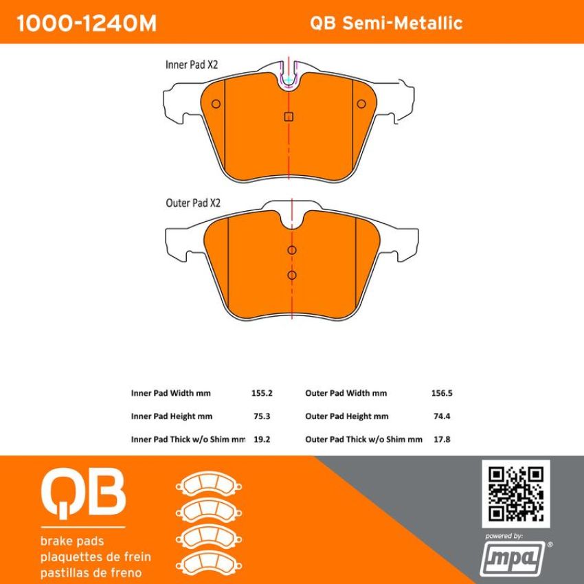 MPA 1000-1240M QB Semi-Metallic Brake Pads