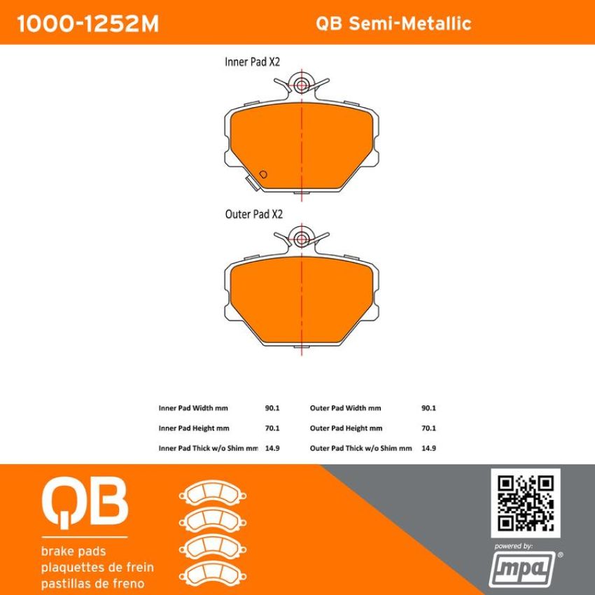 MPA 1000-1252M QB Semi-Metallic Brake Pads