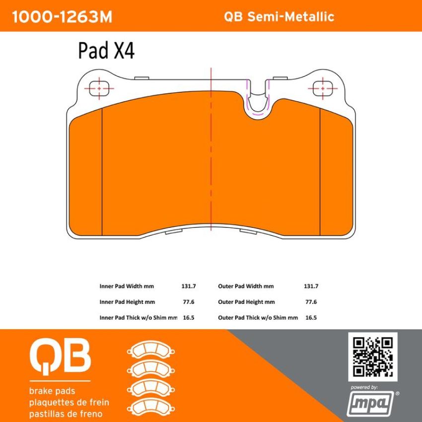 MPA 1000-1263M QB Semi-Metallic Brake Pads