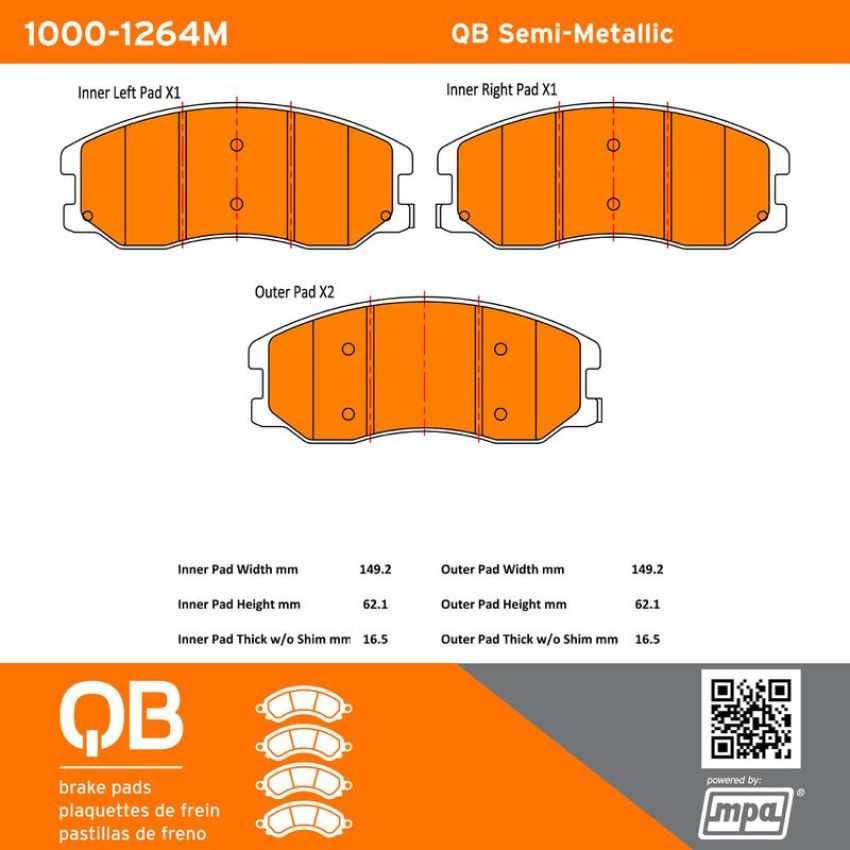 MPA 1000-1264M QB Semi-Metallic Brake Pads