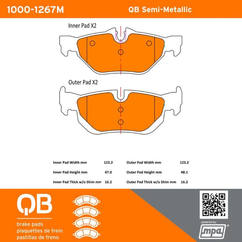 MPA 1000-1267M QB Semi-Metallic Brake Pads