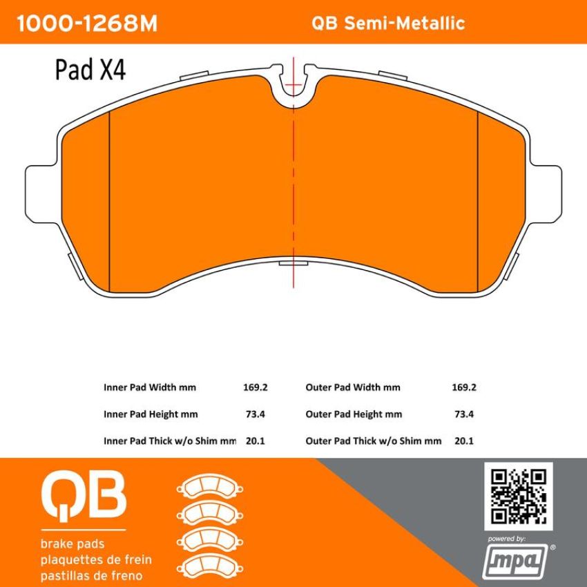 MPA 1000-1268M QB Semi-Metallic Brake Pads