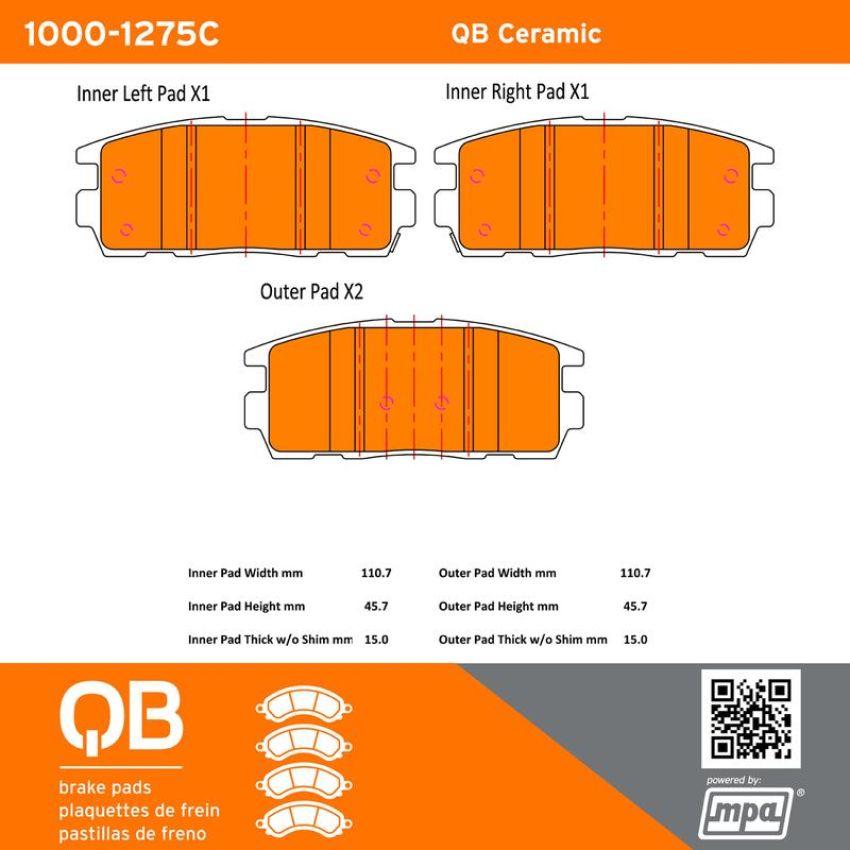 MPA 1000-1275C QB Ceramic Brake Pads