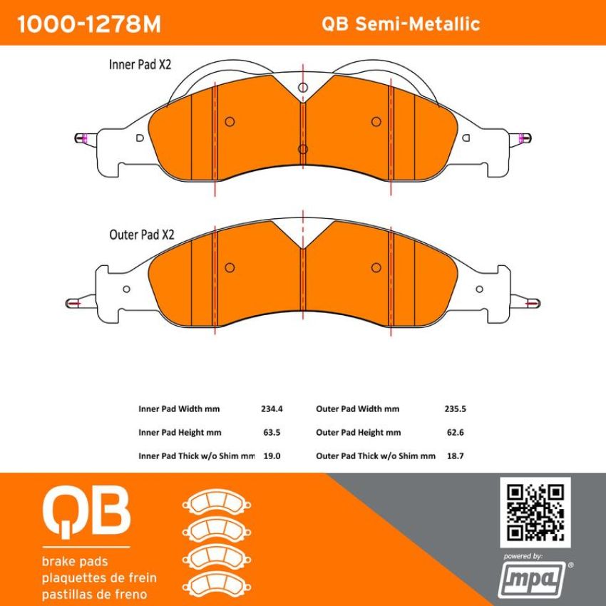 MPA 1000-1278M QB Semi-Metallic Brake Pads