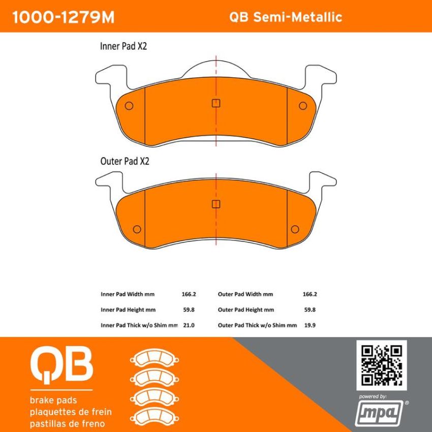 MPA 1000-1279M QB Semi-Metallic Brake Pads