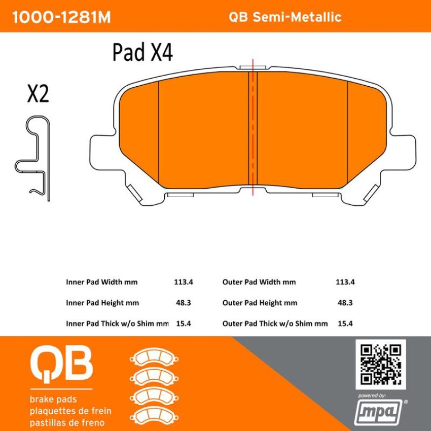 MPA 1000-1281M QB Semi-Metallic Brake Pads