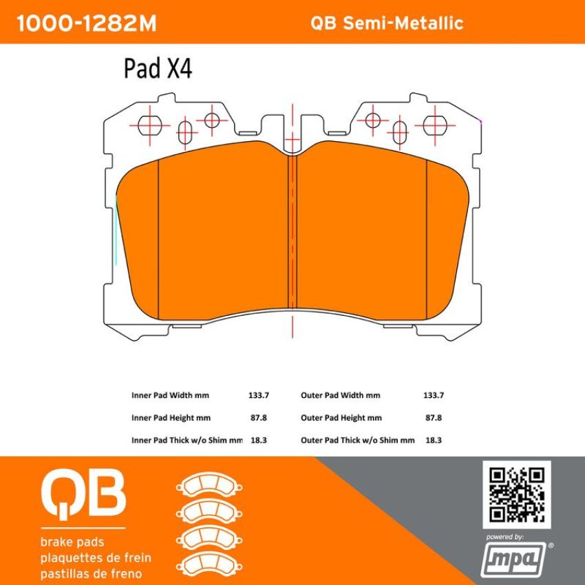 MPA 1000-1282M QB Semi-Metallic Brake Pads