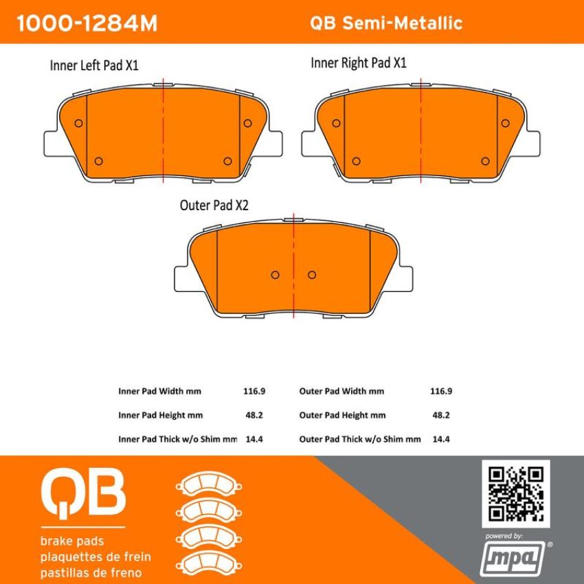 MPA 1000-1284M QB Semi-Metallic Brake Pads