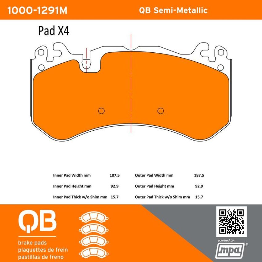 MPA 1000-1291M QB Semi-Metallic Brake Pads