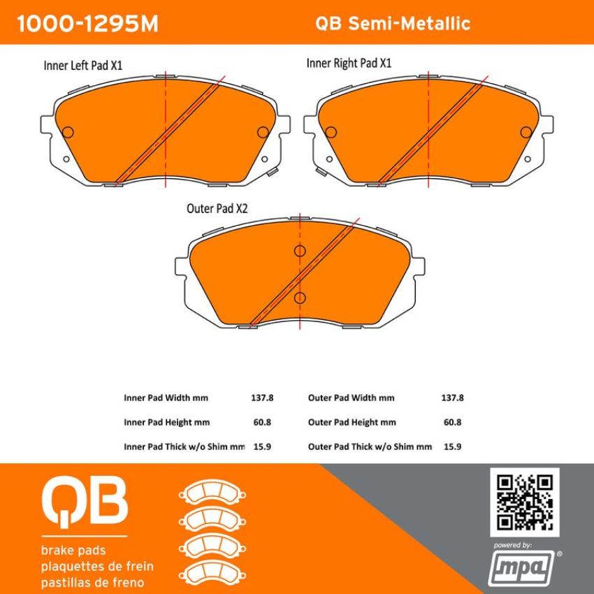 MPA 1000-1295M QB Semi-Metallic Brake Pads