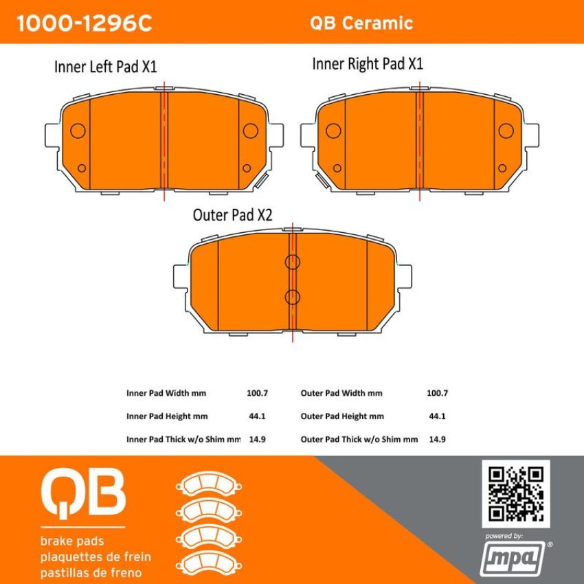 MPA 1000-1296C QB Ceramic Brake Pads