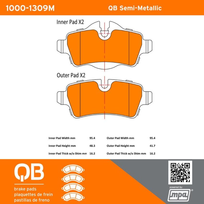 MPA 1000-1309M QB Semi-Metallic Brake Pads