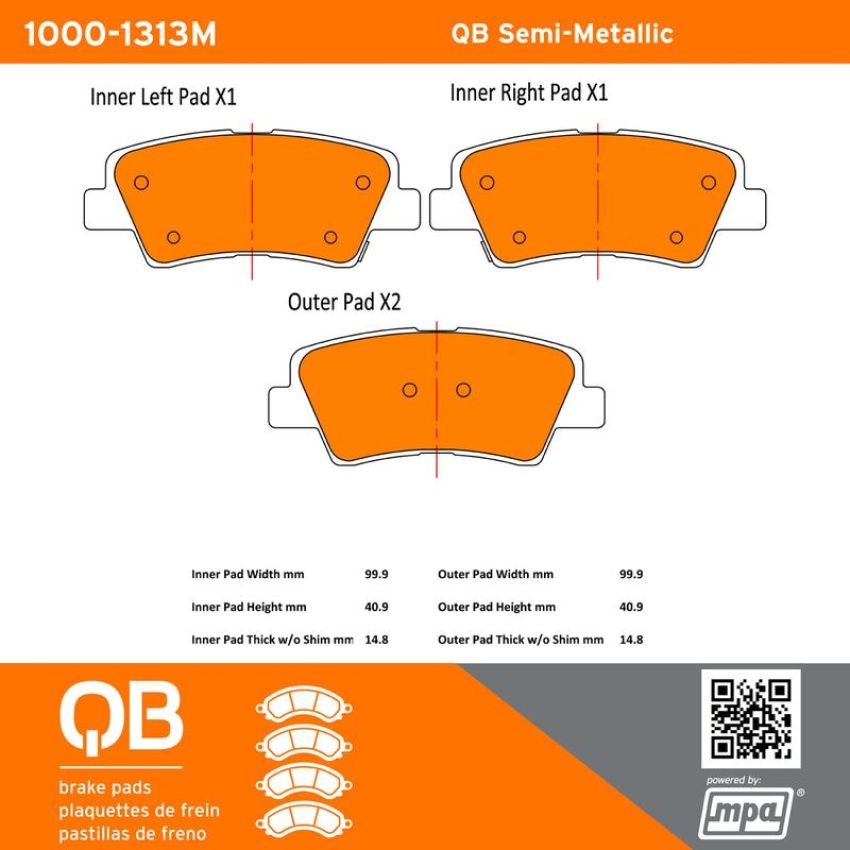 MPA 1000-1313M QB Semi-Metallic Brake Pads