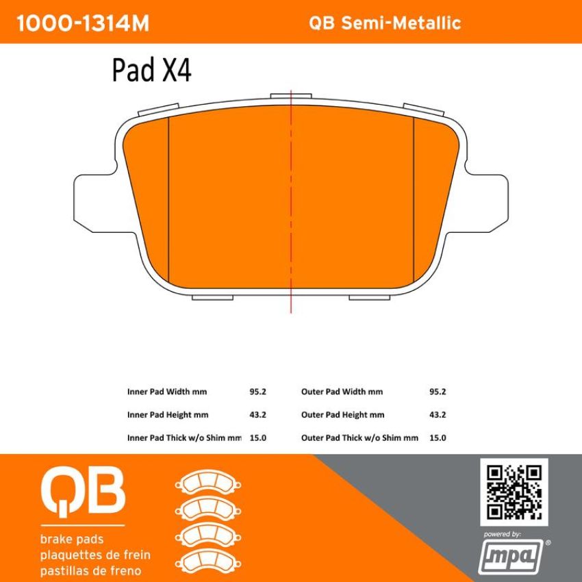 MPA 1000-1314M QB Semi-Metallic Brake Pads